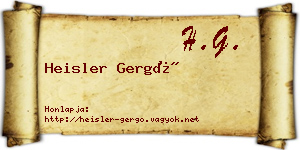 Heisler Gergő névjegykártya